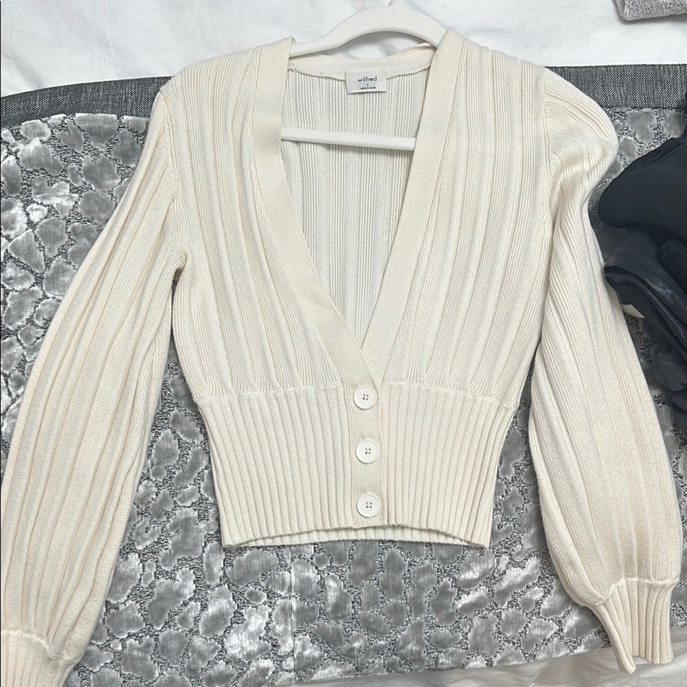 Wilfred Cream Ribbed Knit Sweater